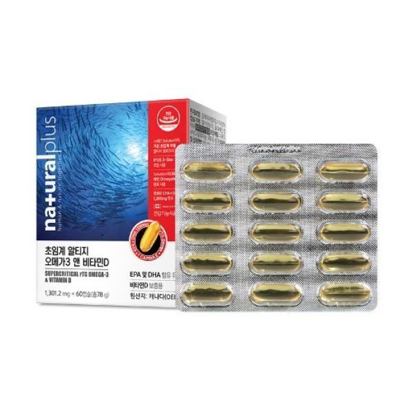 내츄럴플러스 - 초임계 알티지 오메가3 앤 비타민D 1301.2mg x 60캡슐