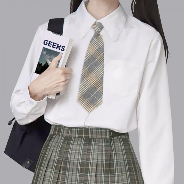 교복 체크 자동 넥타이(그레이)