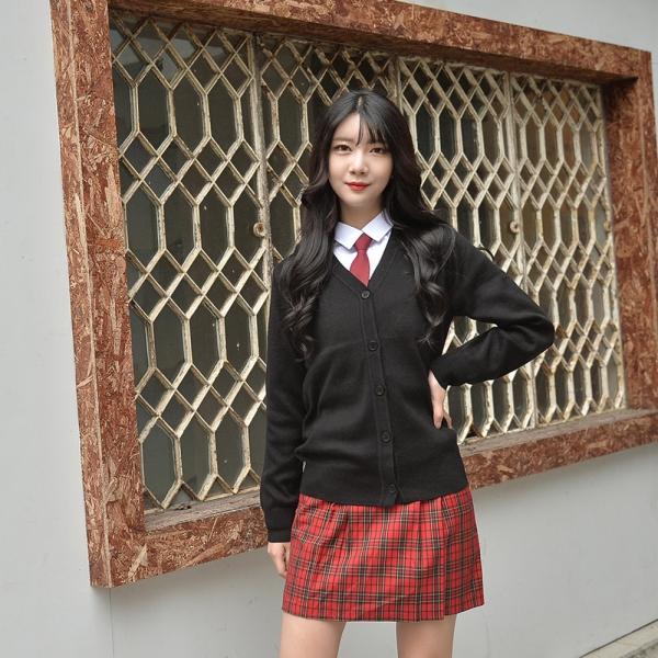 교복몰 보풀방지 블랙 롱 교복가디건(여자)
