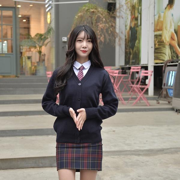 교복몰 보풀방지 네이비 롱 교복가디건(여자)