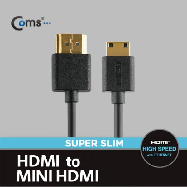Coms HDMI-HDMI(MINI) 케이블(초슬림)1.5M 고급 검정 V1.4 지원 24K 금도금 4K2K CT190
