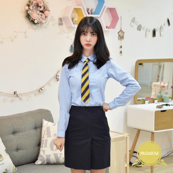 교복몰 프리미엄 스판 여성 고급 스판 파랑 셔츠