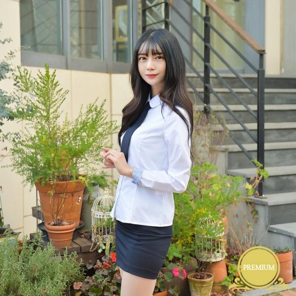 교복몰 [빅사이즈]여성셔츠(둥근카라 밝은블루)