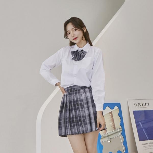 교복몰 심플 포켓 긴팔 블라우스 교복셔츠 교복 학생