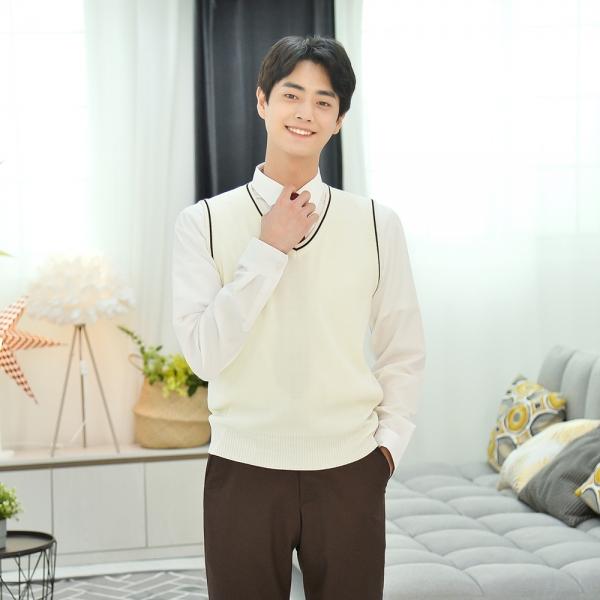 교복몰 보풀방지 아이보리 블랙 교복조끼(남자)