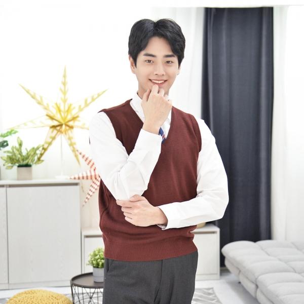 교복몰 보풀방지 와인 교복조끼(남자)