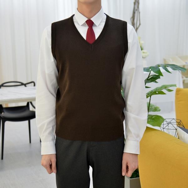 교복몰 보풀방지 브라운 교복조끼(남자)