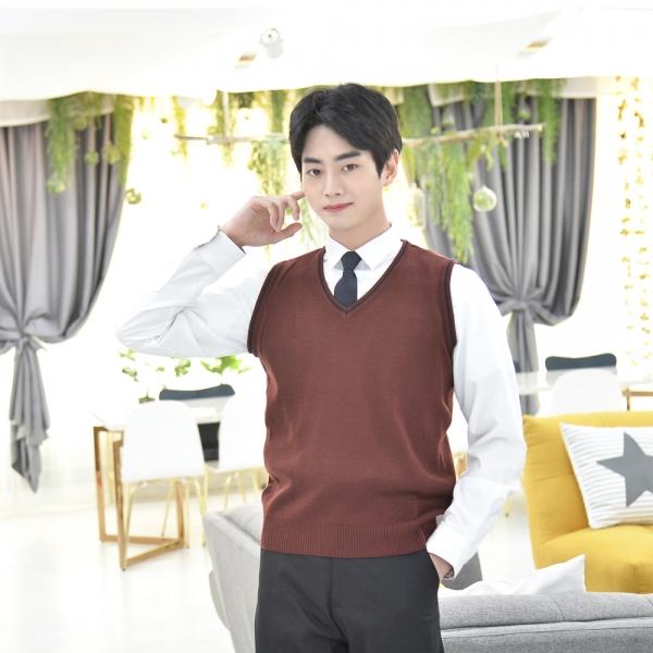 교복몰 보풀방지 와인 네이비라인 교복조끼(남자)