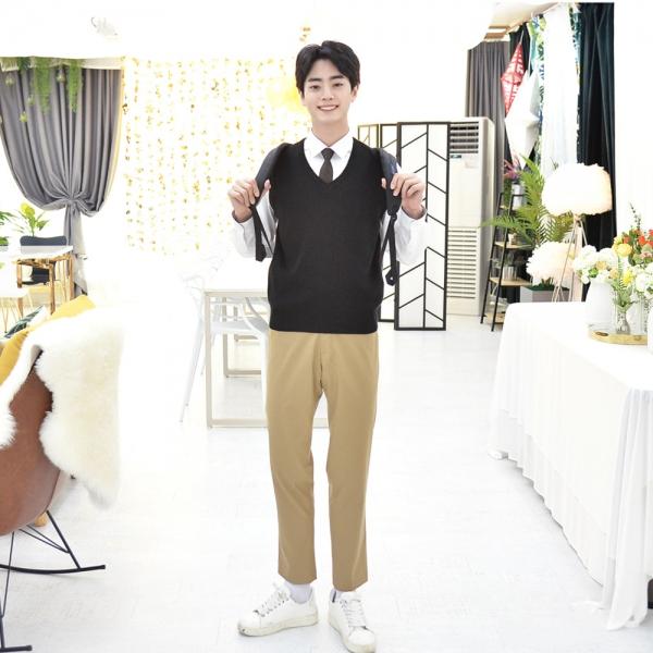 교복몰 [빅사이즈] 보풀방지 블랙 교복조끼(남자)