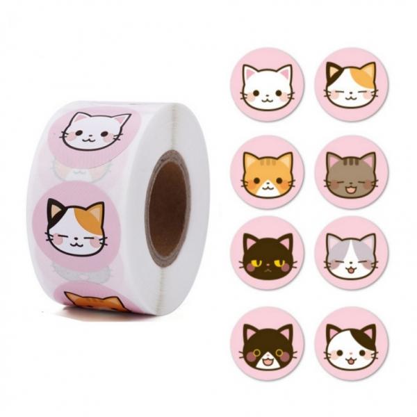 고양이 얼굴 8믹스 스티커 500pcs 답례품 S644