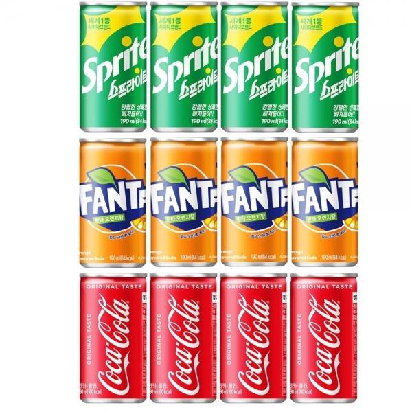 코카콜라 환타오렌지 스프라이트 3종세트 190ml 12캔