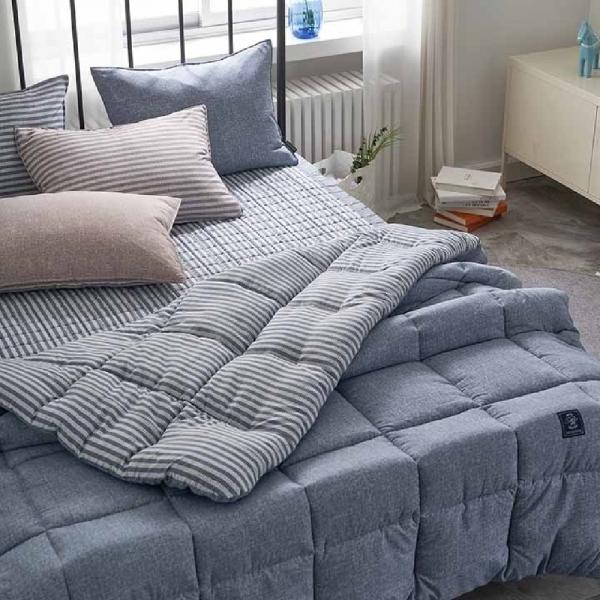 밀크 세미마이크로 차렵이불 카페트 베개커버 블루 S Q