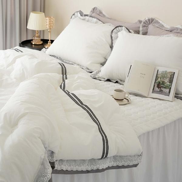 알리시아 고밀도 워싱 면 간절기 차렵이불 카페트 베개커버 화이트 Q