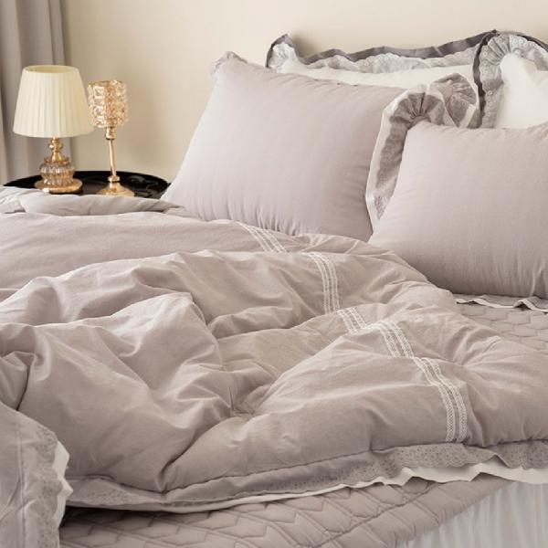 알리시아 고밀도 워싱 면 간절기 차렵이불 카페트 베개커버 그레이 Q