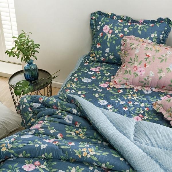 꽃분이 모달 차렵이불 카페트 베개커버_네이비 Q