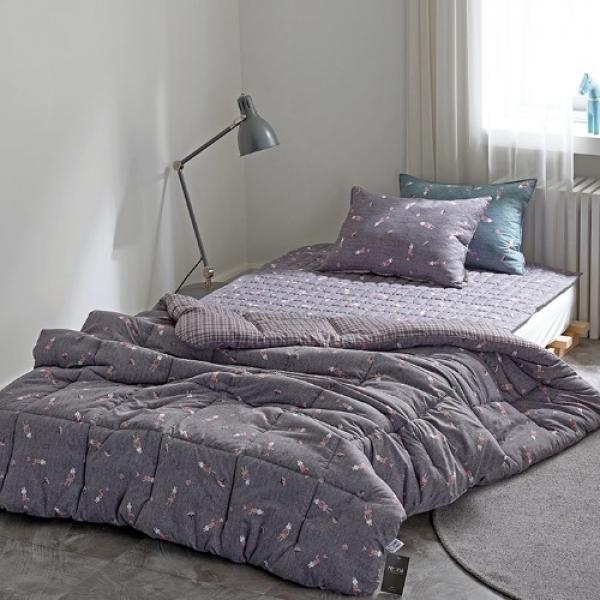 신비 세미 마이크로 차렵이불 카페트 베개커버_초코