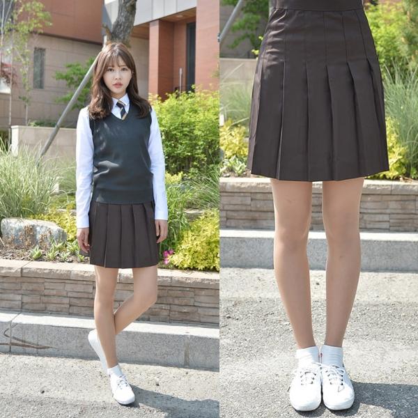 교복몰 백합주름치마 밤색 (전체 주름 교복치마) 교복