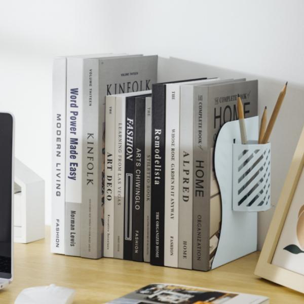 자바라 접이식 책꽂이-펜꽂이(화이트) 길이조절 책정리