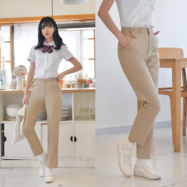 교복몰 [하복][허리조절] 연베이지 교복바지(여자)