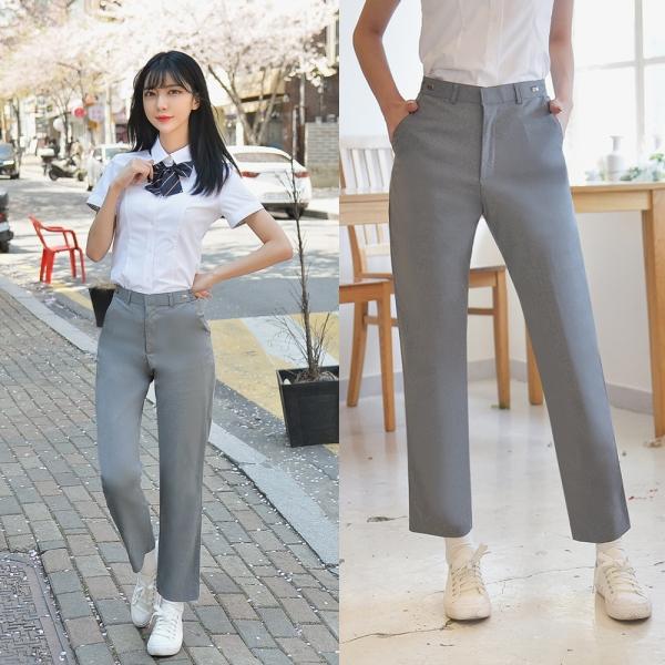 교복몰 [하복][허리조절] 연그레이 교복바지(여자)