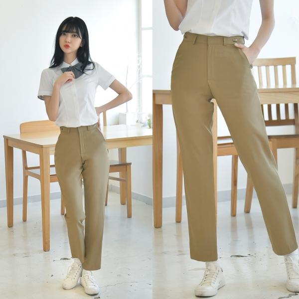 교복몰 [하복][허리조절] 스판 베이지 교복바지(여자)