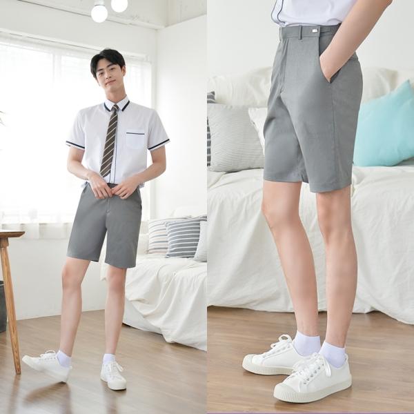 교복몰 [빅사이즈] 허리조절 연그레이 교복 반바지