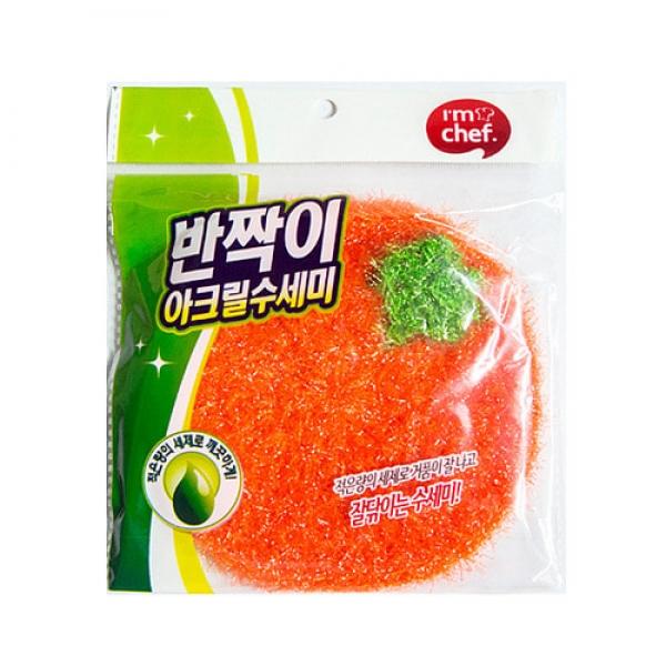 반짝이 아크릴수세미 오렌지 반짝이수세미 주방 판촉 홍보