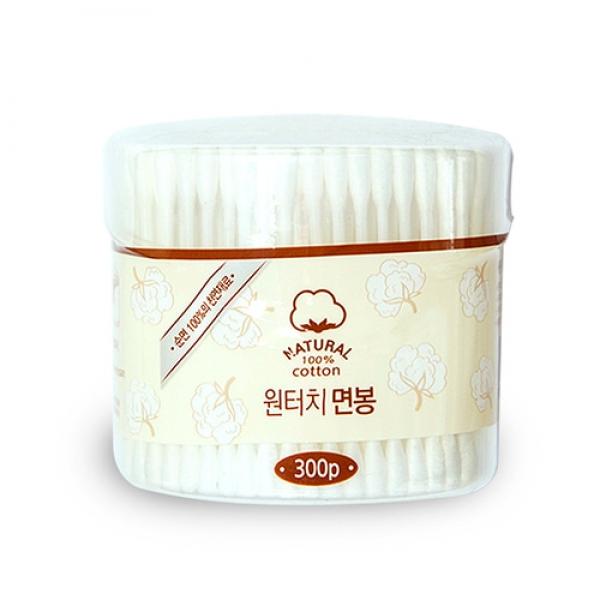 원터치면봉 300개입 플라스틱면봉 순면위생면봉 원통케이스