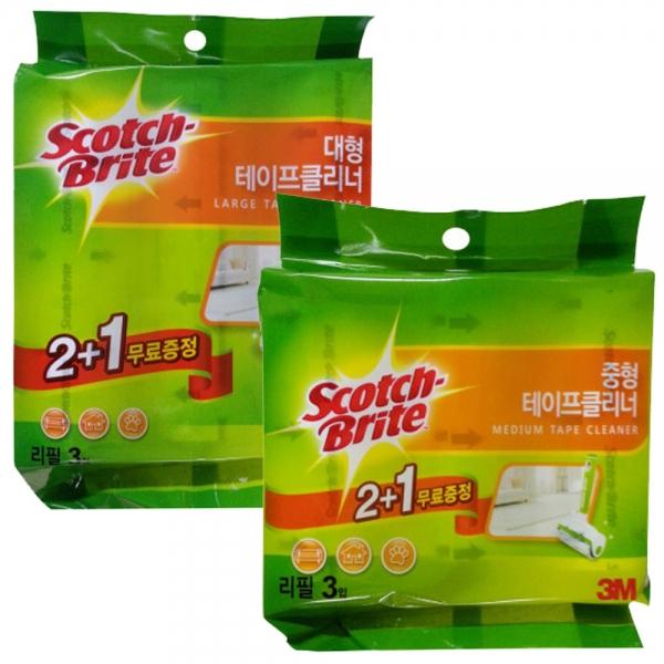 3M 스카치 브라이트 테이프클리너 리필 중/대 3개입