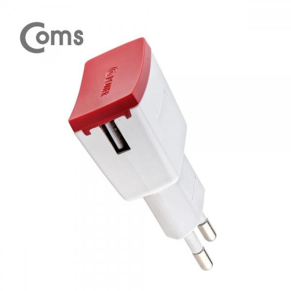 Coms G Power 가정용 5V 1.2A 충전기 USB 1포트 화이트 마이크로 5핀 1.2M 포함 SR2077