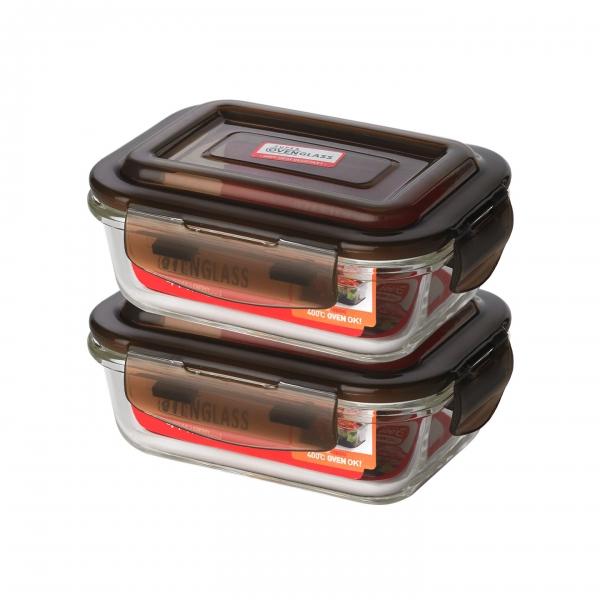 아이락 브라운 밀폐용기 직사각 1040ml 2P