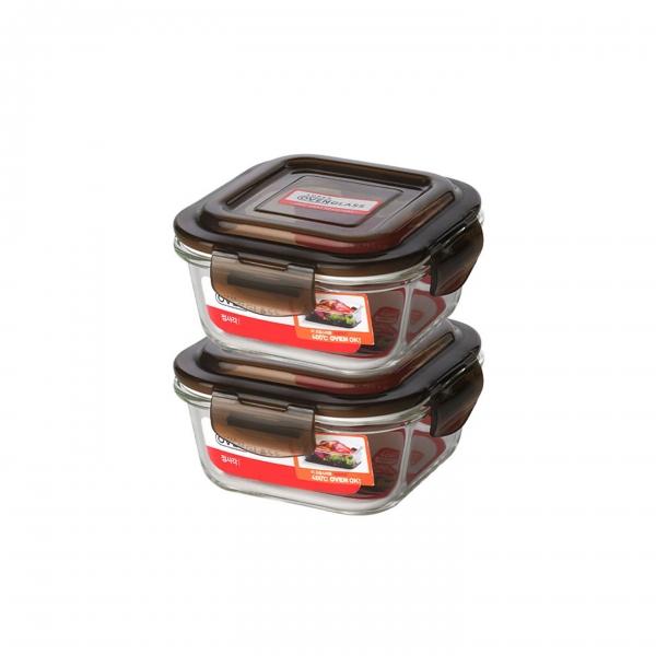 아이락 브라운 밀폐용기 정사각 320ml 2P