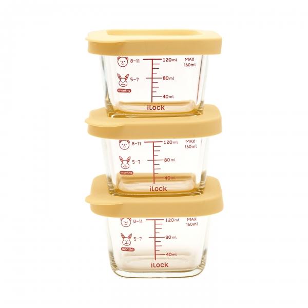 아이락 스팀홀 내열유리 이유식 용기 정사각 160ml 3P