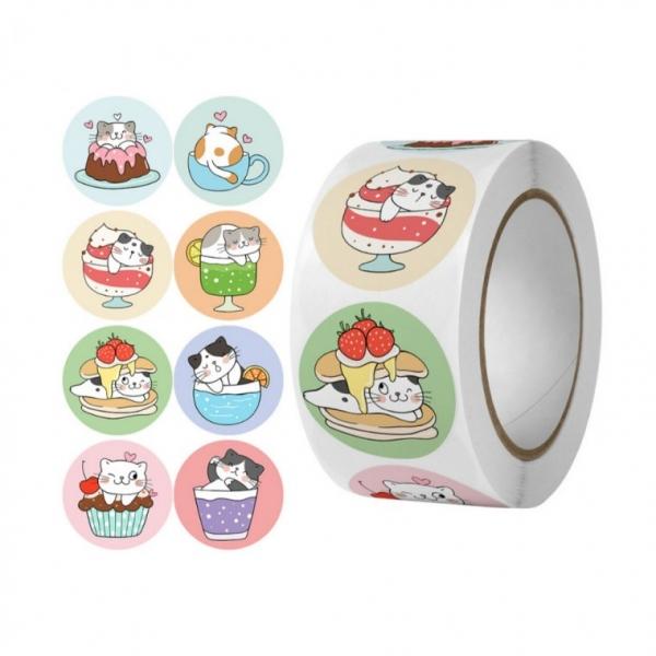 8종 컵속 고양이 동물 스티커 다꾸 답례품 500pcs