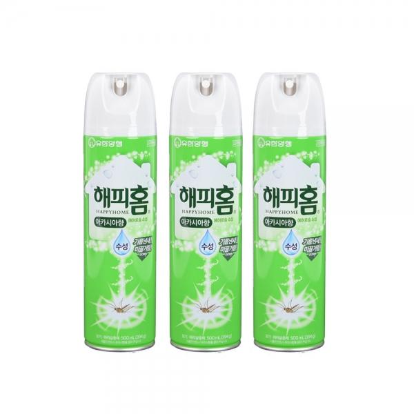 유한양행 해피홈 에어로솔500ml 아카 3p 모기 파리 해충퇴치 뿌리는 살충제 모기약