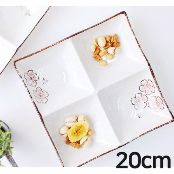 아트)매화사각나눔접시20cm