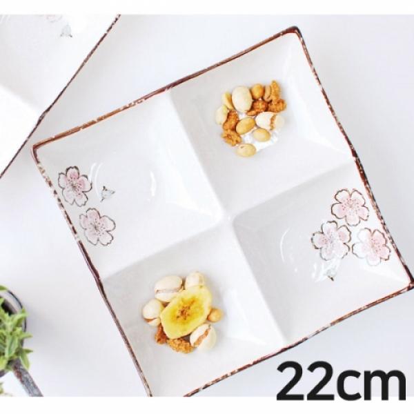 아트)매화사각나눔접시22cm