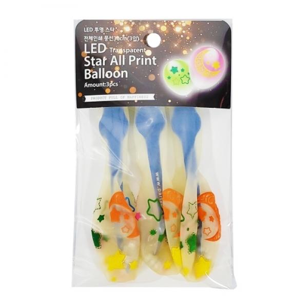 3500LED인쇄풍선30cm(3입) 투명스타