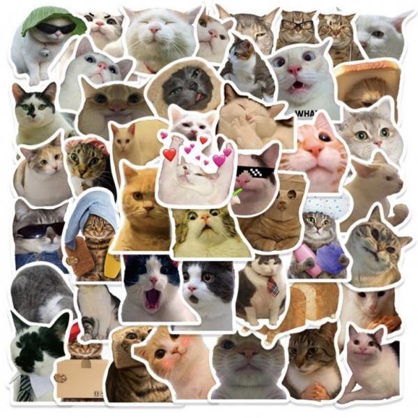 고양이 방수 꾸미기 스티커 50pcs 노트북 가방 다꾸