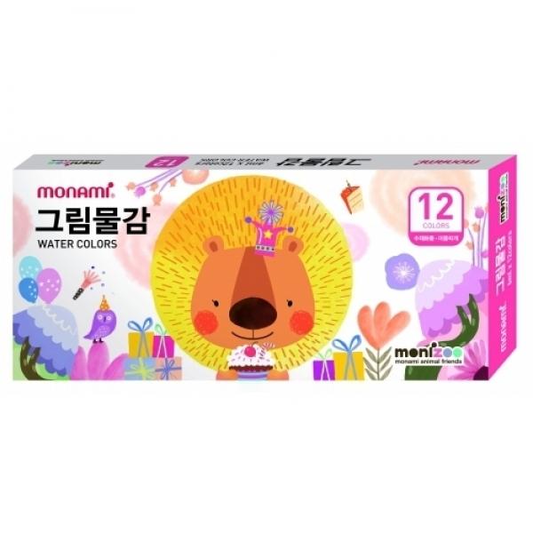 모니주 수채그림물감 12색 핑크
