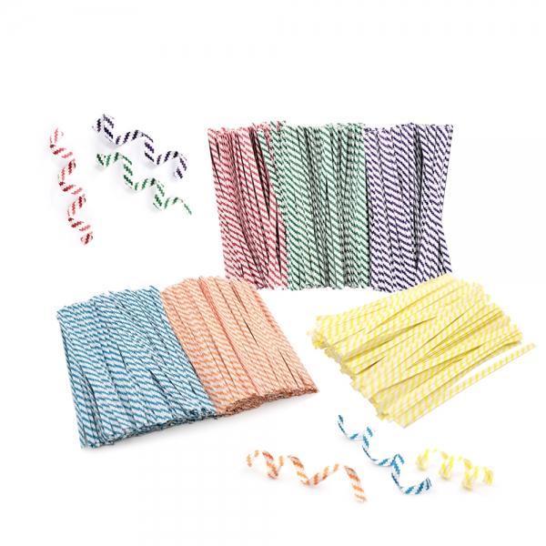 kimspp 스트라이프 종이빵끈(10cm) 약1000개 봉지포장끈 종이끈 페이퍼타이