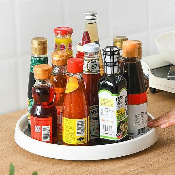주방 간단 회전 양념통 트레이 선반(30cm)
