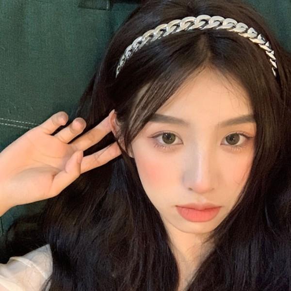 블링블링 꼬임 패턴 실버 메탈풍 심플 체인 머리띠