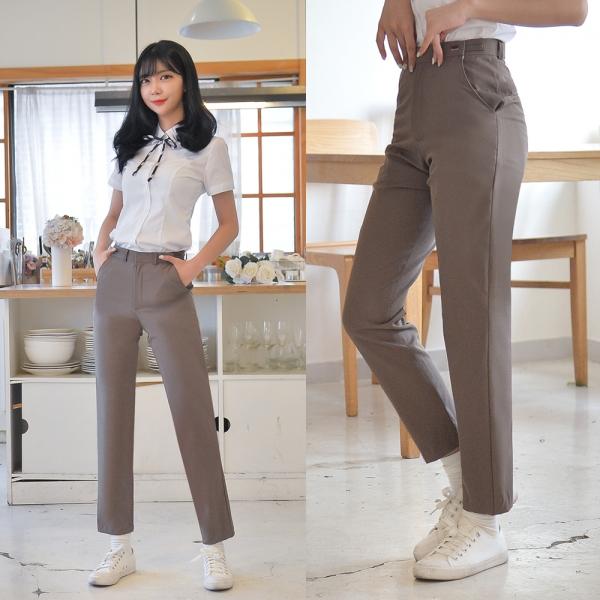 교복몰 [하복][허리조절] 스판 코코아 교복바지(여자)