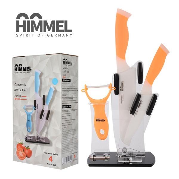 HIMMEL힘멜 정품  세라믹 칼 4p 블록세트]고급선물용/집들이선물선물용셋트/칼선물셋트/과도/캠핑용칼셋/다이아몬드