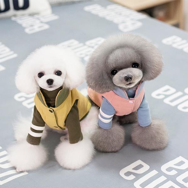 강아지 고양이 누빔 조끼 의류