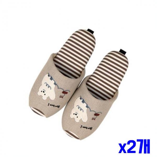곰돌이 패치 거실화 26cm x2개 거실실내화 슬리퍼