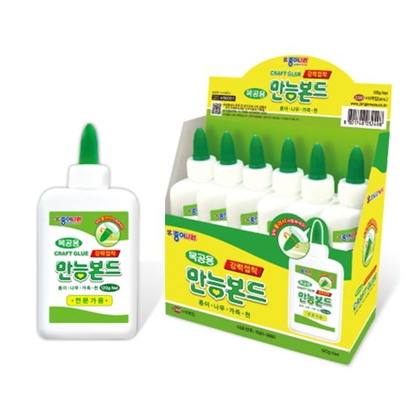 종이나라 강력접착 목공풀 만능본드 120g (6개입)