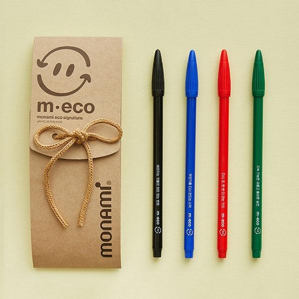 모나미 m-eco 엠에코 프러스펜 3000 수성 4본세트