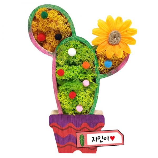 원목 큰꽃 선인장 스칸디아모스 화분장식 만들기